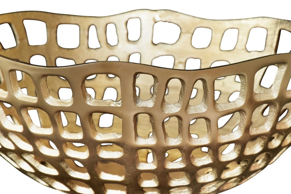 Worlds Away - Decorative Bowl With Organic Open Design In Textured Brass Finish - SIERRA view 3