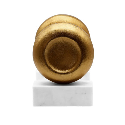 Worlds Away - Disk Shaped Textured Brass Metal Bookend With Square White Marble Base - DISKY view 3