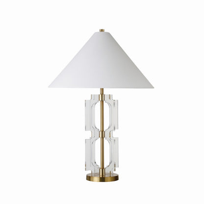 Worlds Away - Double Stacked Acrylic Square Table Lamp With Antique Brass Parts - HANSEN ABR view 1