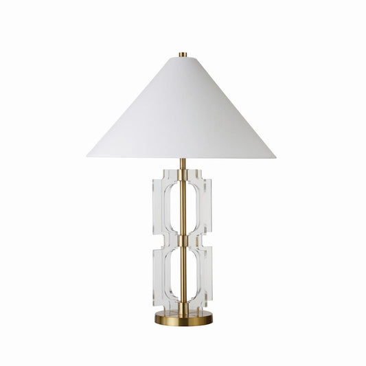 Worlds Away - Double Stacked Acrylic Square Table Lamp With Antique Brass Parts - HANSEN ABR view 1