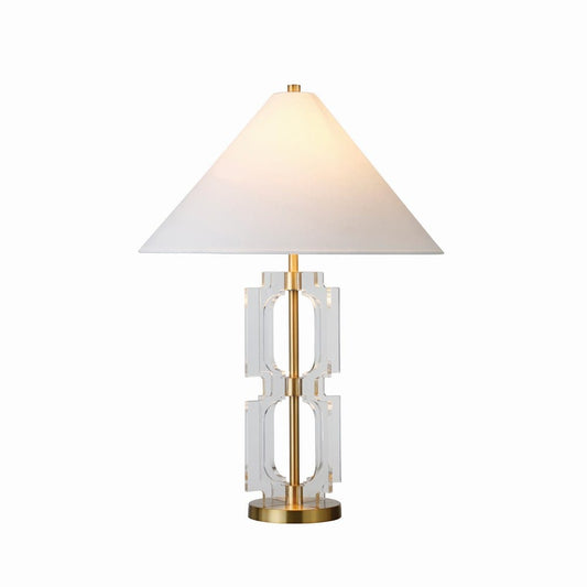 Worlds Away - Double Stacked Acrylic Square Table Lamp With Antique Brass Parts - HANSEN ABR view 2