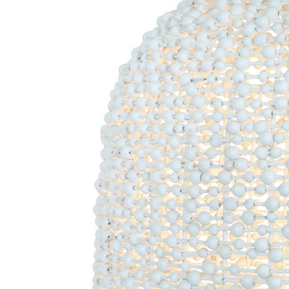 Worlds Away - Elongated Dome Shaped Pendant Wrapped With Whitewash Wood Beads - ARLEIGH view 3