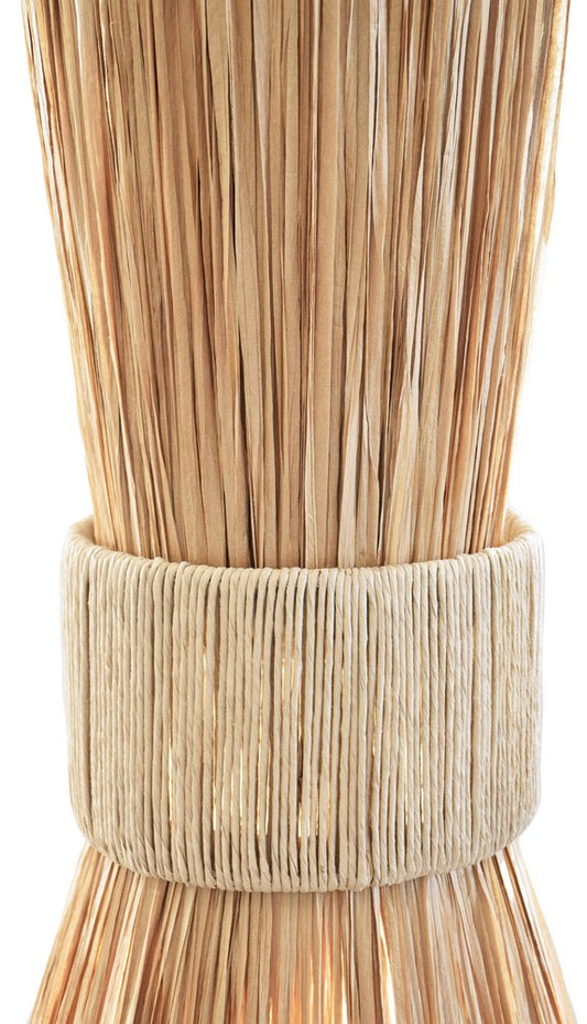 Worlds Away - Elongated Hourglass Pendant Wrapped In Natural Rafia - PAX view 2
