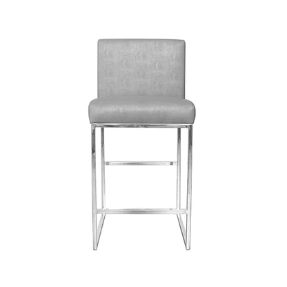 Worlds Away - Faux Shagreen Gray Sounter Stool With Nickel Base - KINGSTON NGRY view 1