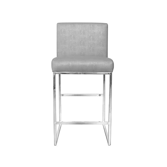 Worlds Away - Faux Shagreen Gray Sounter Stool With Nickel Base - KINGSTON NGRY view 1