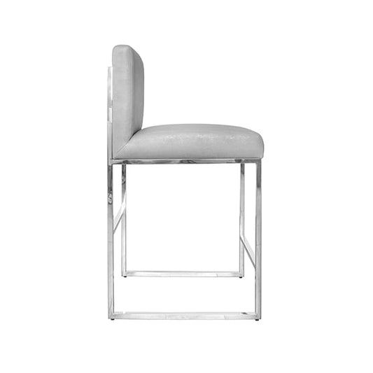 Worlds Away - Faux Shagreen Gray Sounter Stool With Nickel Base - KINGSTON NGRY view 2
