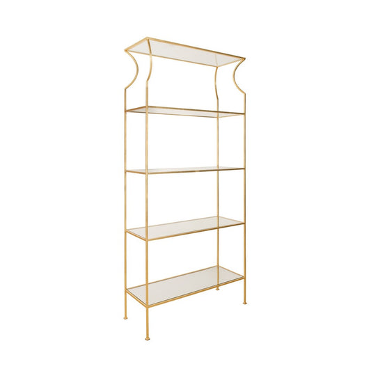 Worlds Away - Flared Top Etagere With Clear Glass Shelves In Gold Leaf - DOROTHY G view 1