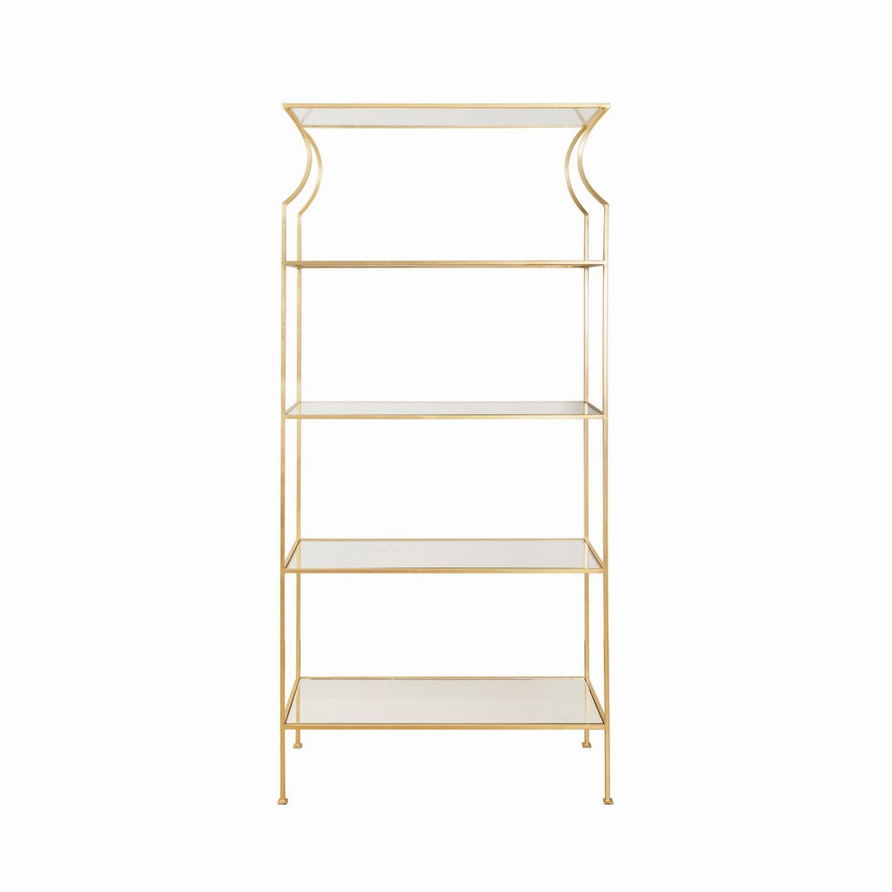 Worlds Away - Flared Top Etagere With Clear Glass Shelves In Gold Leaf - DOROTHY G view 2