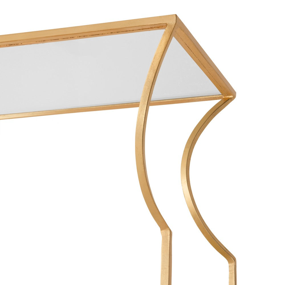 Worlds Away - Flared Top Etagere With Clear Glass Shelves In Gold Leaf - DOROTHY G view 4