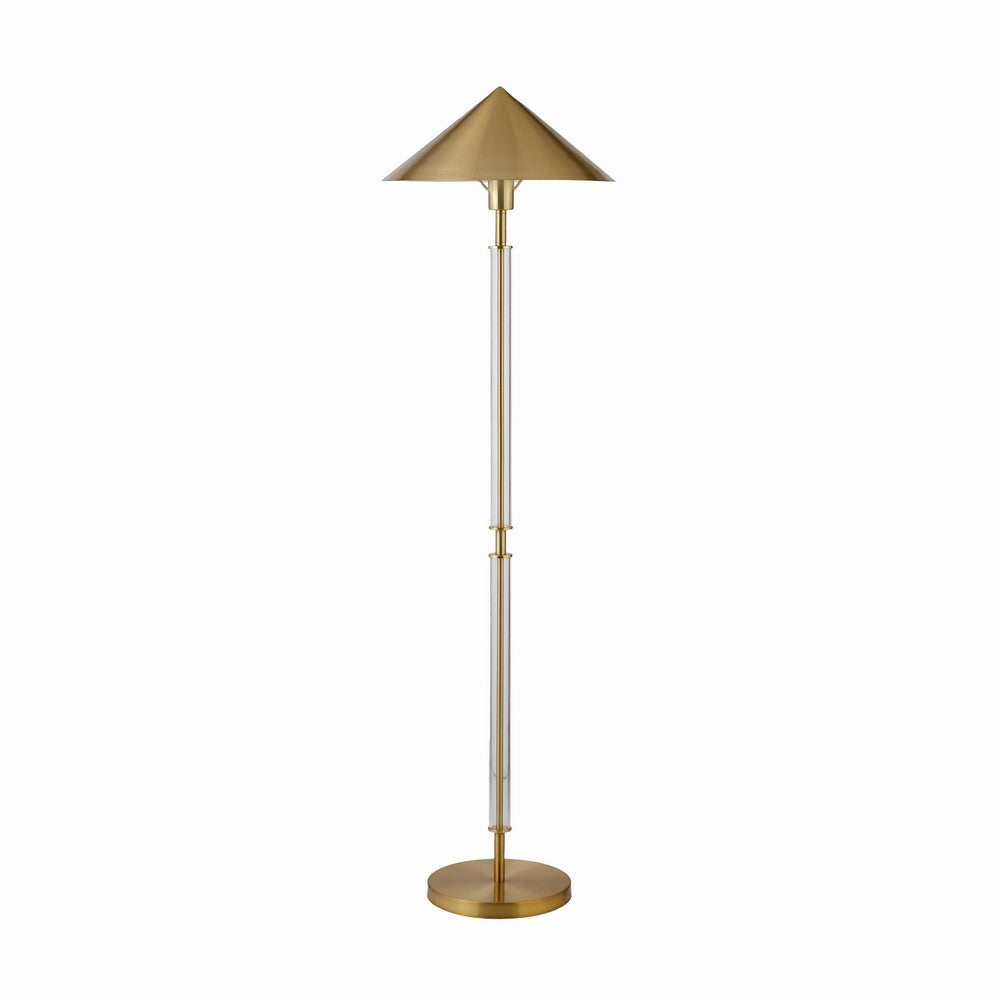 Worlds Away - Floor Lamp With Acrylic Pole And Triangular Metal Shade In Brushed Brass - TARRON ABR view 1