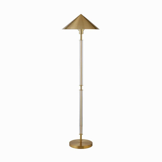 Worlds Away - Floor Lamp With Acrylic Pole And Triangular Metal Shade In Brushed Brass - TARRON ABR view 1