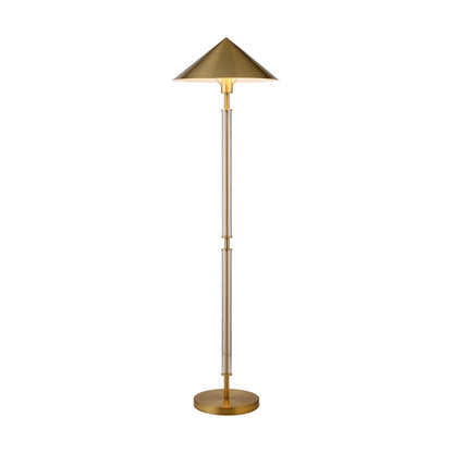 Worlds Away - Floor Lamp With Acrylic Pole And Triangular Metal Shade In Brushed Brass - TARRON ABR view 2