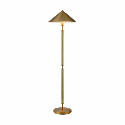 Worlds Away - Floor Lamp With Acrylic Pole And Triangular Metal Shade In Brushed Brass - TARRON ABR view 2