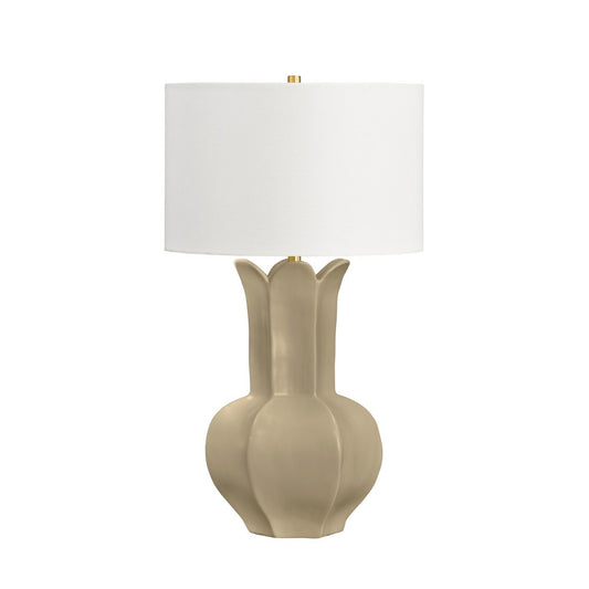 Worlds Away - Floral Ceramic Table Lamp In White Glaze - LYLA BG view 1