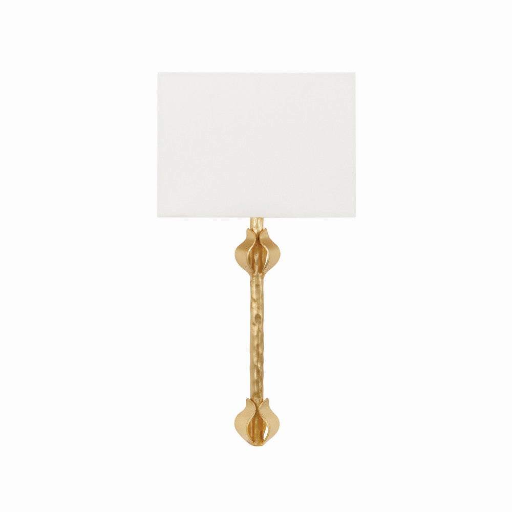 Worlds Away - Flush Iron Sconce With Leaf Detail In Gold Leaf - LINDA G view 1
