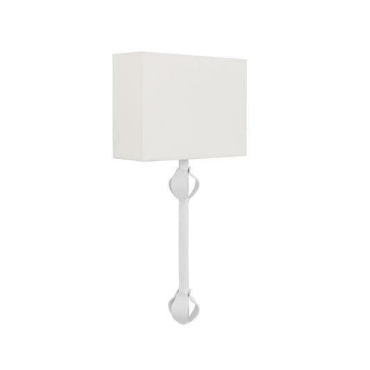Worlds Away - Flush Iron Sconce With Leaf Detail In Matte White Powder Coat - LINDA WH view 1