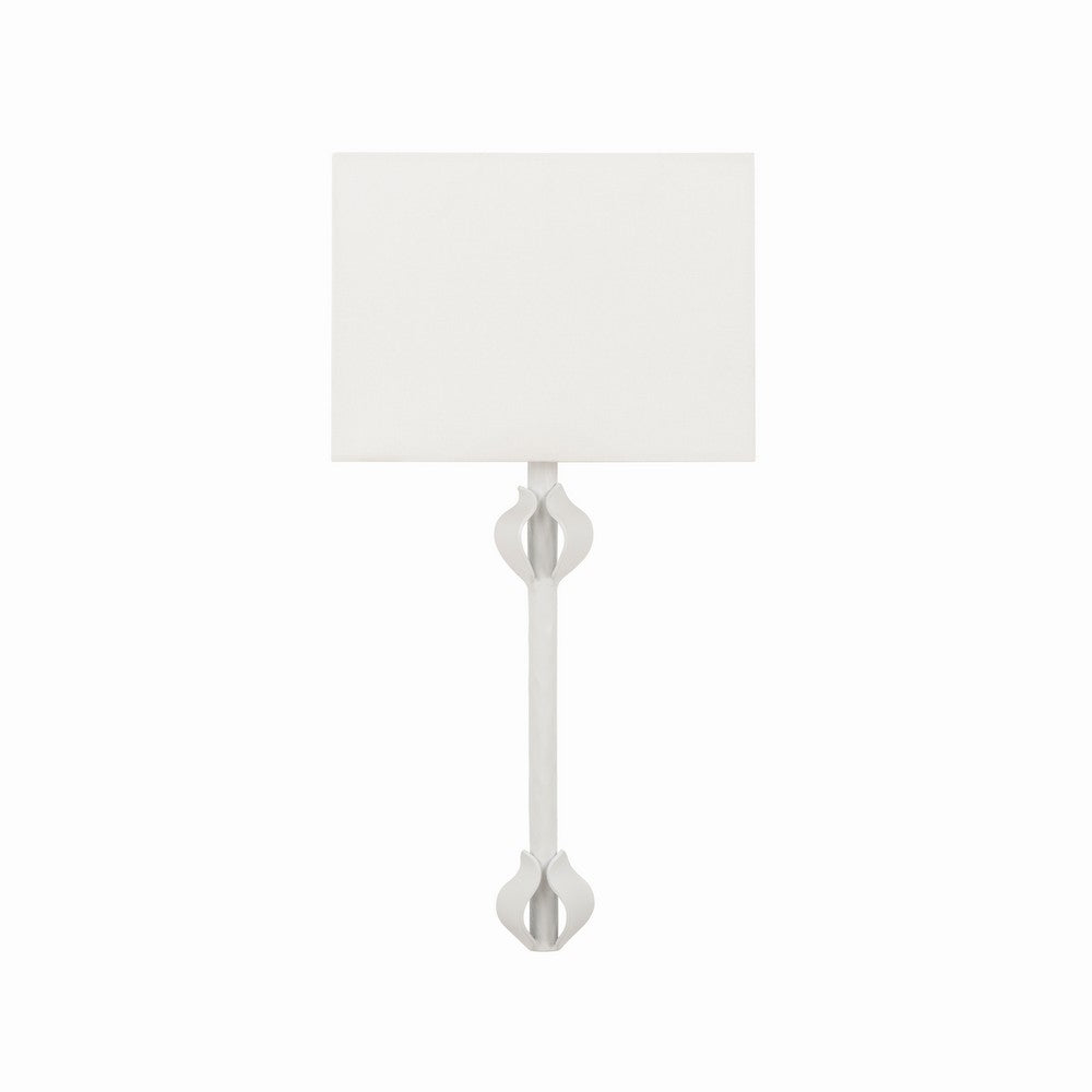 Worlds Away - Flush Iron Sconce With Leaf Detail In Matte White Powder Coat - LINDA WH view 2