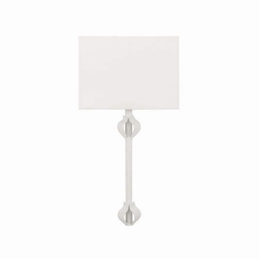 Worlds Away - Flush Iron Sconce With Leaf Detail In Matte White Powder Coat - LINDA WH view 2