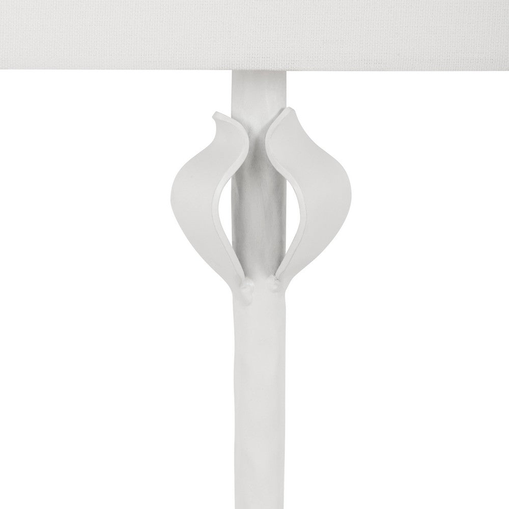 Worlds Away - Flush Iron Sconce With Leaf Detail In Matte White Powder Coat - LINDA WH view 4