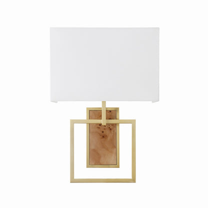 Worlds Away - Flushmount Sconce With Rectangular Burl Wood Backplate And Open Brushed Brass Square Frame - TRACE BW view 2