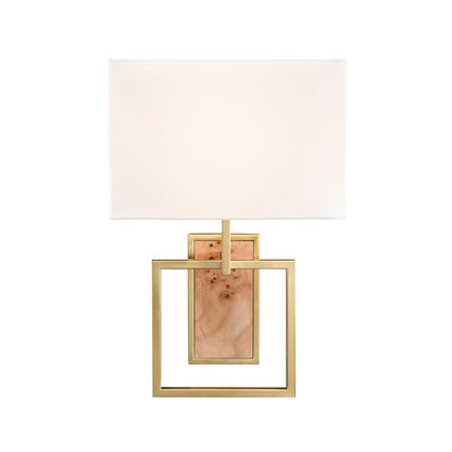 Worlds Away - Flushmount Sconce With Rectangular Burl Wood Backplate And Open Brushed Brass Square Frame - TRACE BW view 4