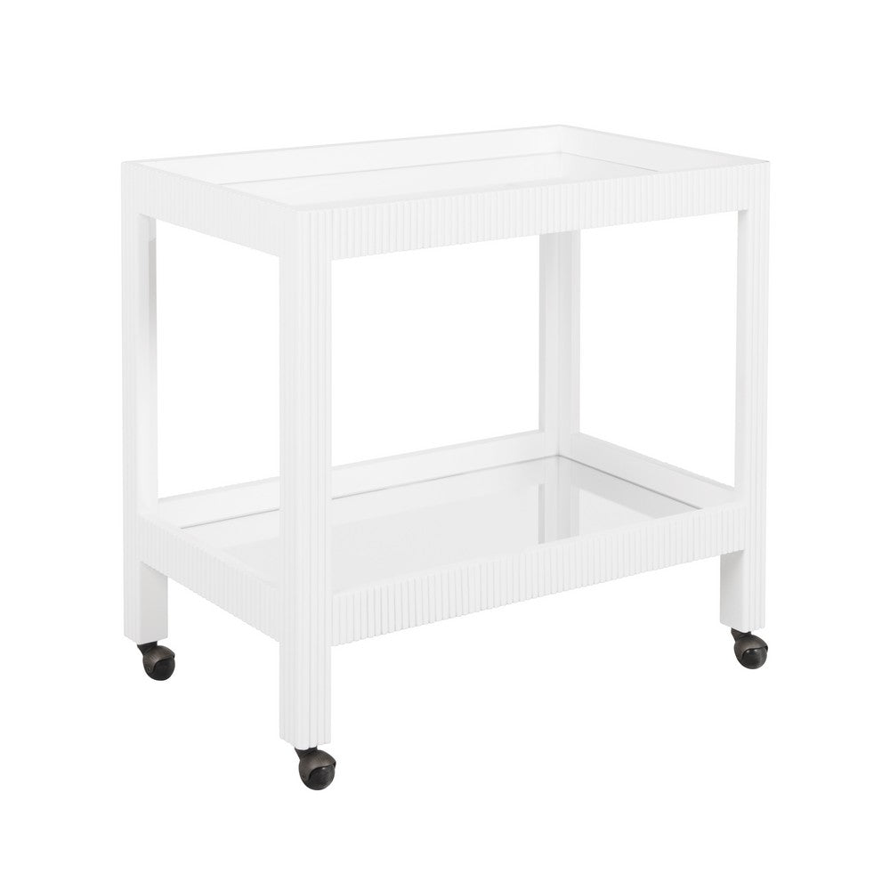 Worlds Away - Fluted Bar Cart In White Washed Oak - OTIS WWO view 1