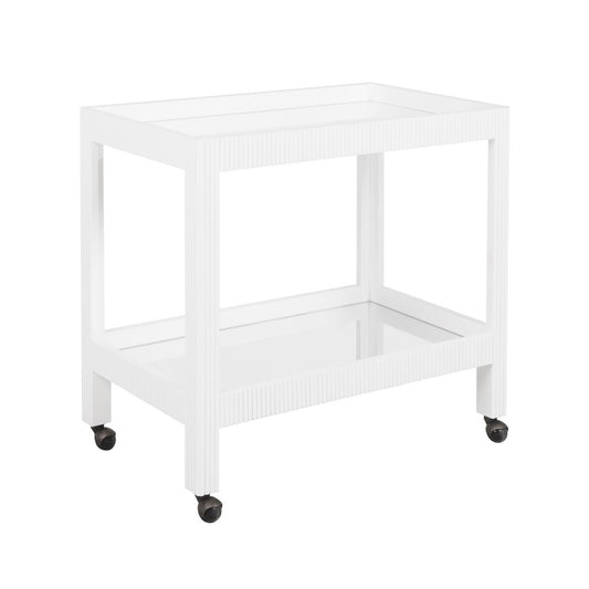 Worlds Away - Fluted Bar Cart In White Washed Oak - OTIS WWO view 1