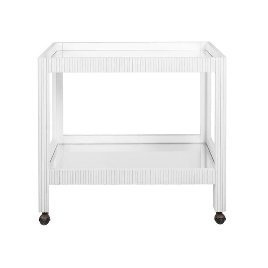 Worlds Away - Fluted Bar Cart In White Washed Oak - OTIS WWO view 2