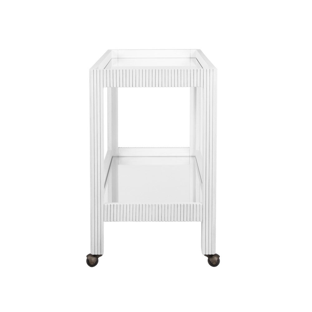 Worlds Away - Fluted Bar Cart In White Washed Oak - OTIS WWO view 3