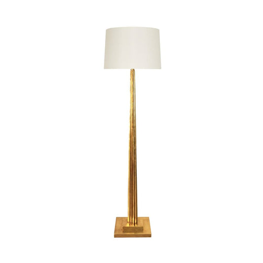 Worlds Away - Fluted Wood Floor Lamp In Gold Leaf With Cream Silk Shade - CAPONE G view 1