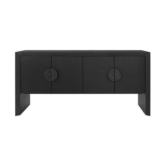 Worlds Away - Four Door Buffet In Black Painted Grasscloth With Black Oak Handles - COLT BLK view 2