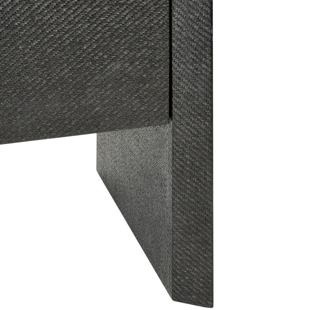 Worlds Away - Four Door Buffet In Black Painted Grasscloth With Black Oak Handles - COLT BLK view 4