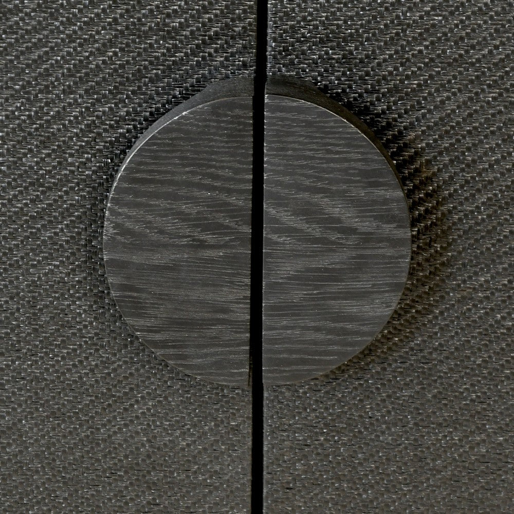 Worlds Away - Four Door Buffet In Black Painted Grasscloth With Black Oak Handles - COLT BLK view 5