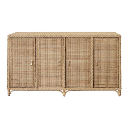Worlds Away - Four Door Buffet In Fully Wrapped Rattan With Satin Brass Pulls - EVANDER view 2