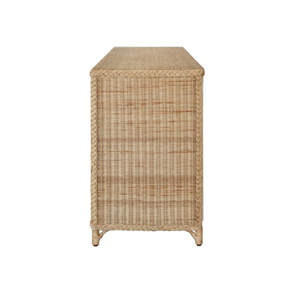 Worlds Away - Four Door Buffet In Fully Wrapped Rattan With Satin Brass Pulls - EVANDER view 4