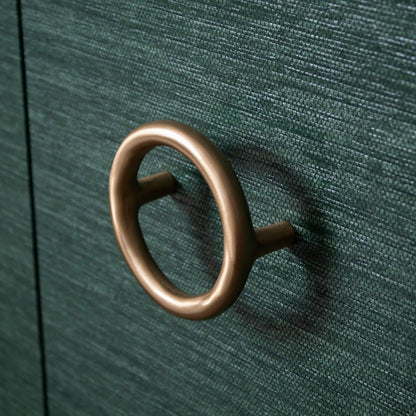 Worlds Away - Four Door Buffet With Antique Brass Circle Hardware In Dyed Green Grasscloth - RUE GR view 3