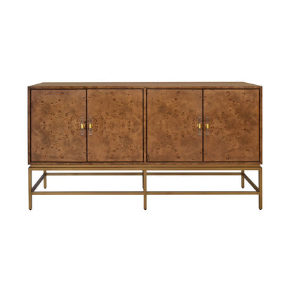 Worlds Away - Four Door Buffet With Antique Brass Metal Base In Dark Burl Wood - ARIEL DBW view 2