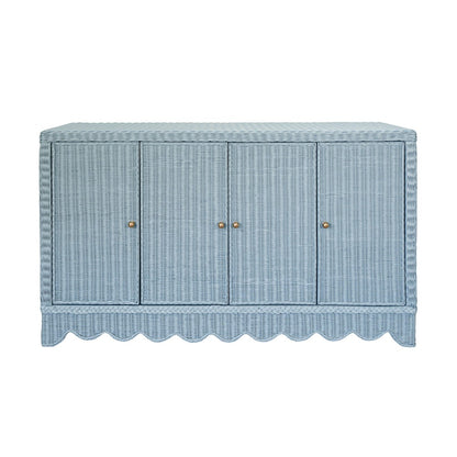 Worlds Away - Four Door Buffet With Brass Hardware In Painted Light Blue Rattan - BEATRICE LB view 2