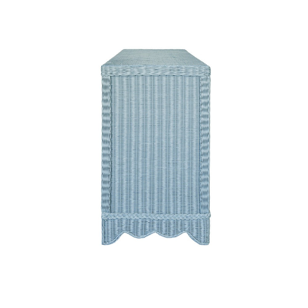 Worlds Away - Four Door Buffet With Brass Hardware In Painted Light Blue Rattan - BEATRICE LB view 4