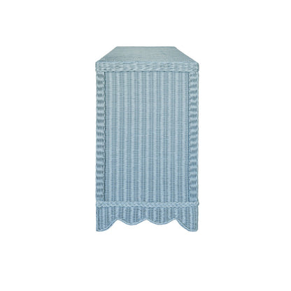 Worlds Away - Four Door Buffet With Brass Hardware In Painted Light Blue Rattan - BEATRICE LB view 4