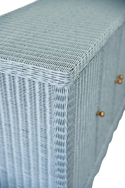 Worlds Away - Four Door Buffet With Brass Hardware In Painted Light Blue Rattan - BEATRICE LB view 5