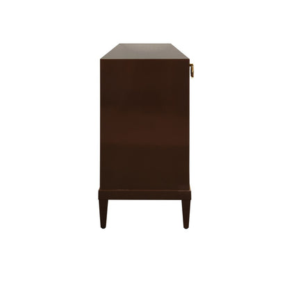 Worlds Away - Four Door Buffet With Brass Mesh Grill Door Fronts In Chocolate Brown Lacquer - MARCELLA CH view 4