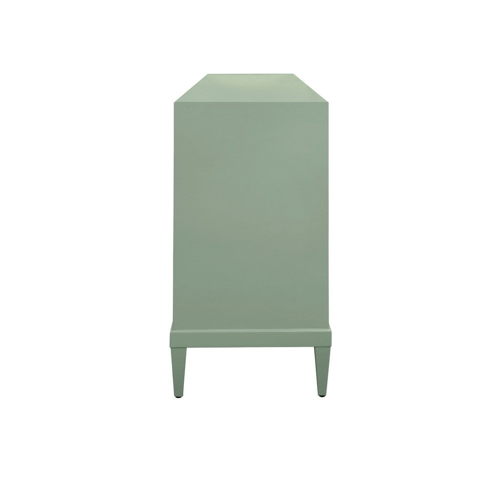 Worlds Away - Four Door Buffet With Brass Mesh Grill Door Fronts In Green Lacquer - MARCELLA GR view 4