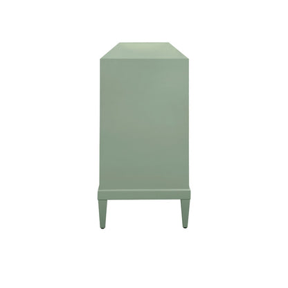 Worlds Away - Four Door Buffet With Brass Mesh Grill Door Fronts In Green Lacquer - MARCELLA GR view 4