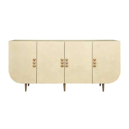 Worlds Away - Four Door Buffet With Curved Bottom Corners And Stone Hardware In Faux Parchment - DELUCA PAR view 2