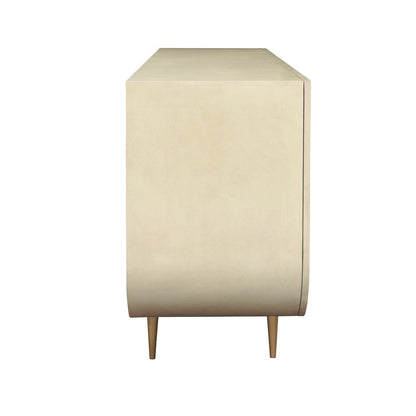 Worlds Away - Four Door Buffet With Curved Bottom Corners And Stone Hardware In Faux Parchment - DELUCA PAR view 4