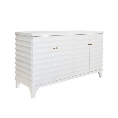 Worlds Away - Four Door Buffet With Horizontal Fluted Detail In Matte White Lacquer - GATES WH view 1