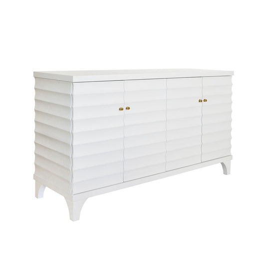 Worlds Away - Four Door Buffet With Horizontal Fluted Detail In Matte White Lacquer - GATES WH view 1