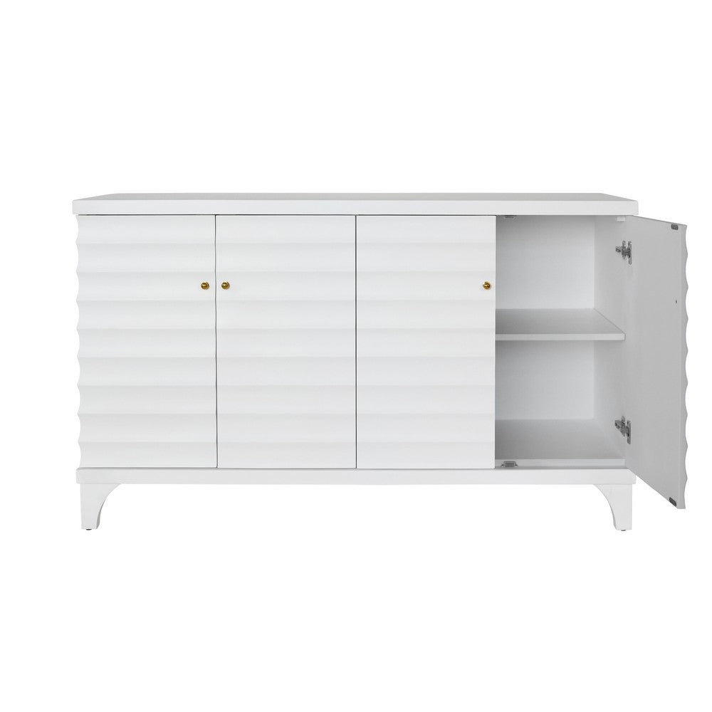Worlds Away - Four Door Buffet With Horizontal Fluted Detail In Matte White Lacquer - GATES WH view 3