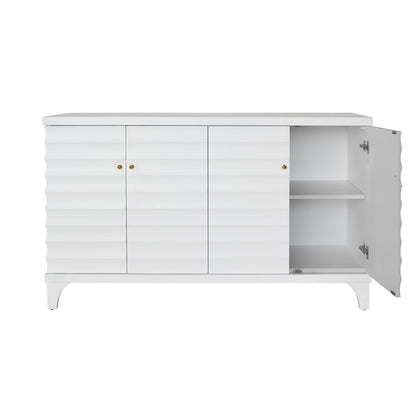 Worlds Away - Four Door Buffet With Horizontal Fluted Detail In Matte White Lacquer - GATES WH view 3